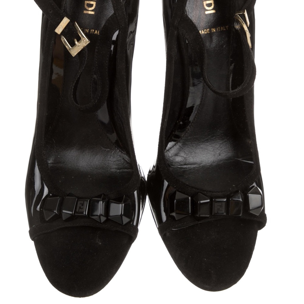 FENDI Black Patent Leather Rockstud Heels